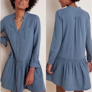 Anthropologie Maeve  Katie Textured Tunic Long Sleeve Dress Size 0